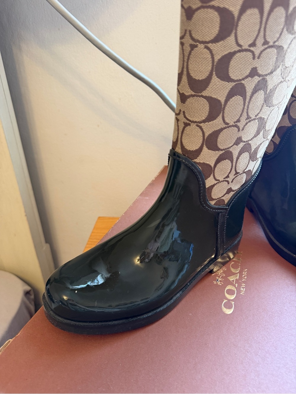 Coach Tristee rain boot Chestnut & Khaki Signature Lace-Up Rain Boots - Picture 5 of 8
